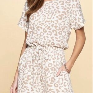 Leopard Print Short Sleeve Jumpsuit